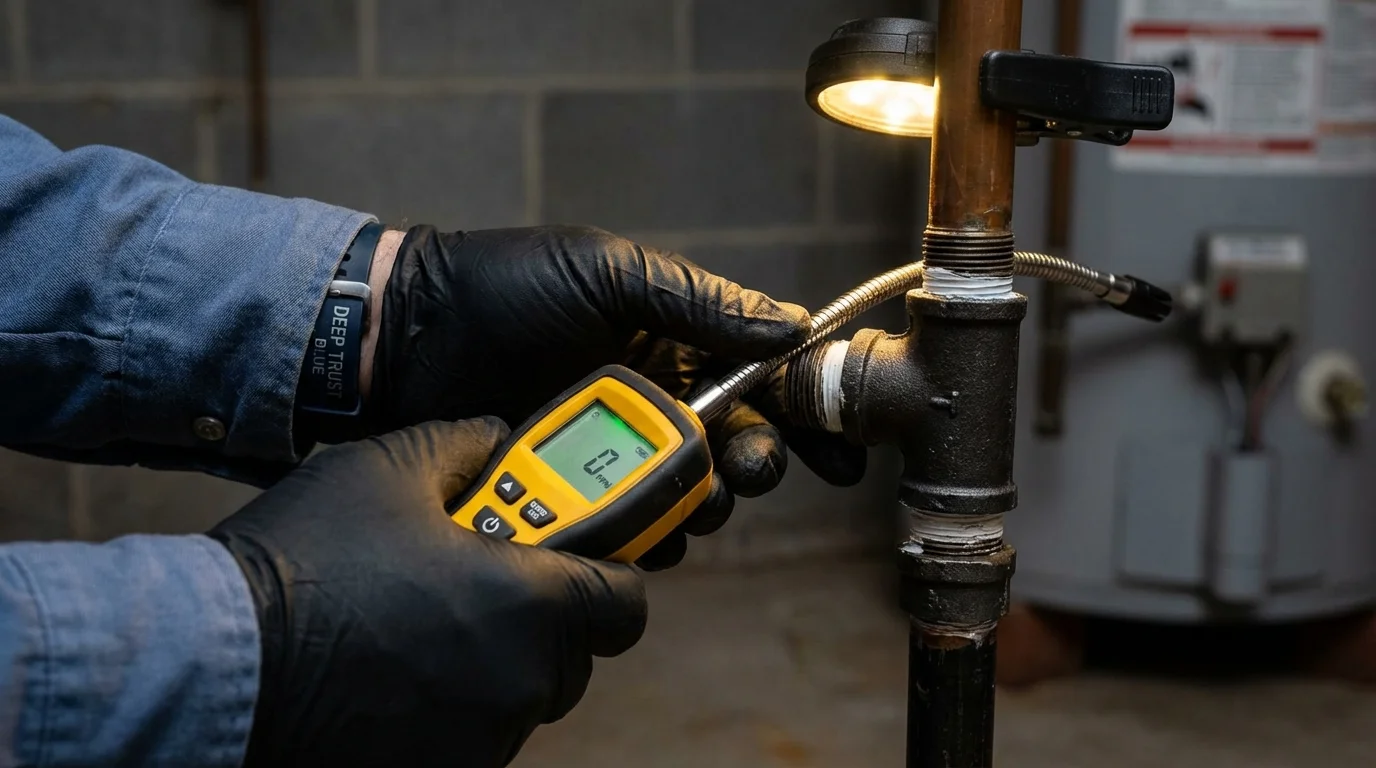 Gas leak detection with electronic sniffer by Johns Plumbing LLC in Spicer