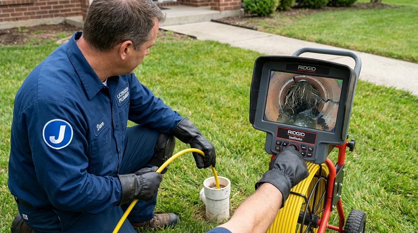Sewer camera inspection being performed by Johns Plumbing LLC in Spicer